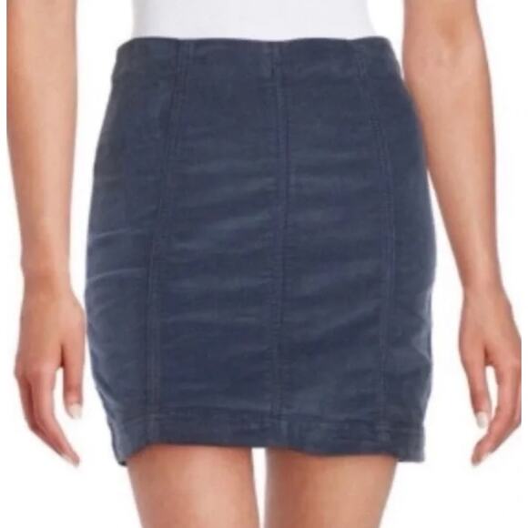 Free People Modern Femme Cord Mini Skirt Blue 10 - Picture 1 of 7